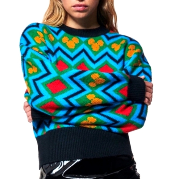 Zara X Disney Mickey Mouse Jacquard Knit Sweater Wool Blend Size M - Picture 1 of 11
